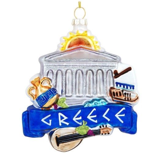 Greece Landmarks Glass Ornament